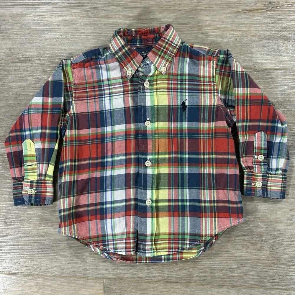 Ralph Lauren 18M Lot Of‎ 2 Oxford And Plaid Button Down Classic Preppy